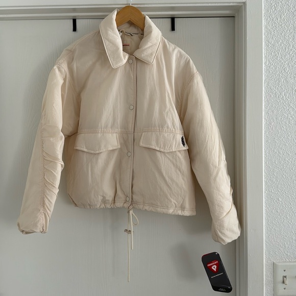 NWT Free People FP Movement Off The Bleachers Coach’s Jacket in Cream XS - Picture 4 of 6